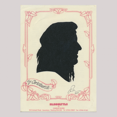 
        Front of silhouette, with man in frame looking right.